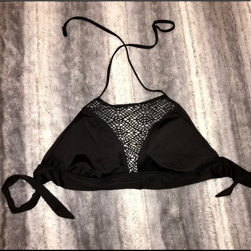 Black webbed bikini top